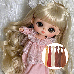6Pcs 6 Colors Plastic Doll Wig Hair&nbsp;AJEW-DC0002-11