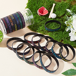 20Pcs 20 Style Motivational Quotes Silicone Cord Bracelets Wristbands&nbsp;BJEW-WH0020-51B