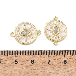 Brass Pave Clear Cubic Zirconia Evil Eye Links Connector Charms&nbsp;KK-B170-14G