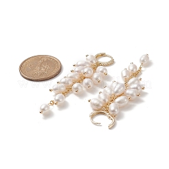 Natural Pearl Cluster Dangle Hoop Earrings&nbsp;EJEW-TA00202