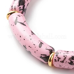 Acrylic Curved Tube Beaded Stretch Bracelet&nbsp;BJEW-JB08443-01