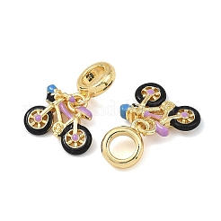 Brass Enamel Motorcycle European Dangle Charms&nbsp;KK-T001-03G