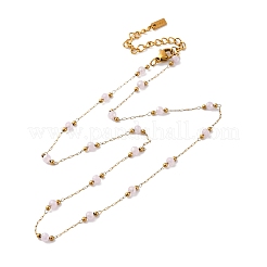 304 Stainless Steel & Glass Link Chain Necklaces&nbsp;NJEW-U026-22G