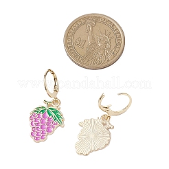 9 Pairs 9 Styles Alloy Enamel Banana Strawberry Grapes Fruit Dangle Leverback Earrings&nbsp;EJEW-JE06557