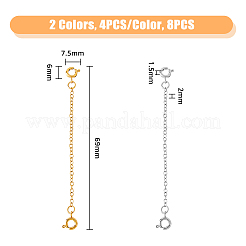 8Pcs 2 Colors 304 Stainless Steel Extender Chain with Spring Ring Clasps&nbsp;DIY-FH0004-99