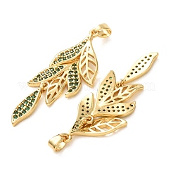 Brass Micro Pave Green Cubic Zirconia Pendants&nbsp;KK-A304-10G