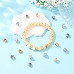 10Pcs 2 Colors Brass Micro Pave Cubic Zirconia European Beads&nbsp;KK-YW0004-30