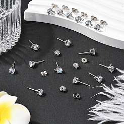30Pcs Clear Cubic Zirconia Stud Earring Findings&nbsp;EJEW-BBC0006-06B