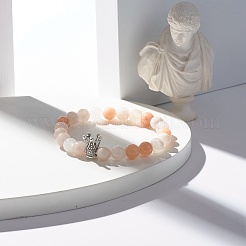 Round Frosted Natural Pink Aventurine Beads Stretch Bracelet&nbsp;BJEW-JB07170