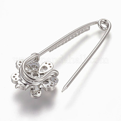 Brass Micro Pave Cubic Zirconia Safety Brooch&nbsp;JEWB-I010-06P