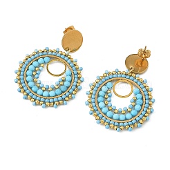 304 Stainless Steel with Glass Seed Beads Stud Earrings&nbsp;EJEW-MZ00761