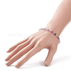 Natural Gemstone Cube Beaded Stretch Bracelet for Women&nbsp;BJEW-JB08976