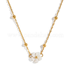Minimalist Natural White Shell Flower Pendant 304 Stainless Steel Chain Necklaces for Women&nbsp;LS-CE9566