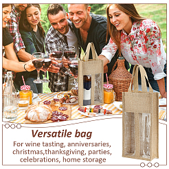 Jute Wine Storage Handbag with PVC Clear Window&nbsp;ABAG-WH0045-18