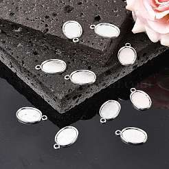 Tibetan Style Antique Silver Alloy Flat Oval Pendant Cabochon Settings&nbsp;LS-TIBEP-M022-36AS