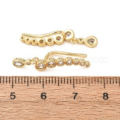 Brass Pave Cubic Zirconia Stud Crawler Earrings&nbsp;KK-CBAA351-21G-02