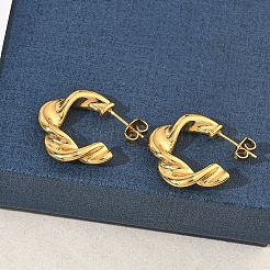 Twist Ring 304 Stainless Steel Stud Earrings for Women&nbsp;EJEW-K333-07G