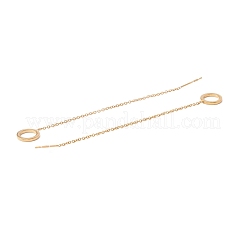 Long Chain with Open Ring Dangle Stud Earrings&nbsp;EJEW-A067-10G