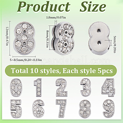 50POcs 10 Styles Alloy Rhinestone Slide Charms&nbsp;FIND-SC0009-79