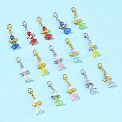 8Pcs Acrylic & Glass Pearl & Alloy Pendant Decorations&nbsp;HJEW-FS00071