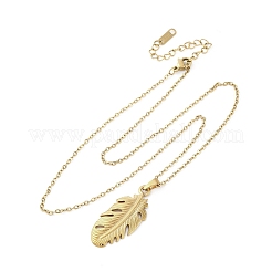 Leaf 304 Stainless Steel Pendant Necklaces&nbsp;NJEW-M096-17G