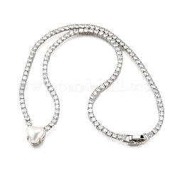 Brass Pave Clear Cubic Zirconia Tennis Necklaces&nbsp;NJEW-K287-02P