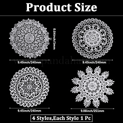 4Pcs 4 Styles Polyester Lace Coaster&nbsp;AJEW-CY0002-07A