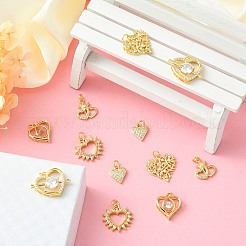12Pcs 6 Styles Rack Plating Brass Pave Cubic Zirconia Pendants&nbsp;KK-CJ0002-05