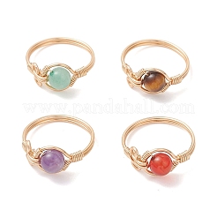 4Pcs 4 Styles Gemstone Finger Rings&nbsp;RJEW-TA00233-01