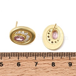 Brass Micro Pave Cubic Zirconia Stud Earrings&nbsp;EJEW-G471-13G