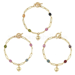 Brass Heart Charm Bracelets&nbsp;BJEW-JB13880