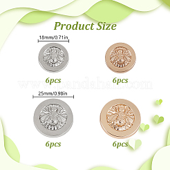 24Pcs 4 Styles 1-Hole Zinc Alloy Flat Round with Bees Buttons&nbsp;BUTT-CA0001-29