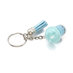 Faux Suede Tassel & Imitation Bubble Tea Resin Keychain&nbsp;KEYC-JKC01203-03