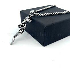 Fashion 304 Stainless Steel Dragon Head Punk Pendant Necklaces for Men&nbsp;TJ5102