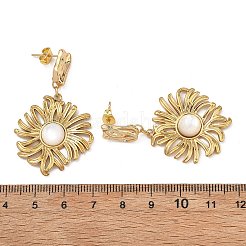 304 Stainless Steel & Natural Shell Dangle Earrings for Women&nbsp;EJEW-JE07213-02