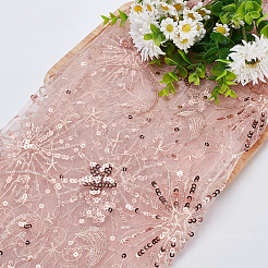 Star Moon Pattern Embroidered Polyester Mesh Fabrics&nbsp;DIY-WH0430-384B