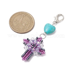 Cross Glass & Resin Pendant Decoration&nbsp;HJEW-MZ00073