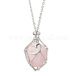 304 Stainless Steel Empty Macrame Pouch Star Moon Pendant Cable Chain Necklace Making&nbsp;NJEW-JN05277-01
