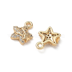 Brass Micro Pave Clear Cubic Zirconia Charms&nbsp;KK-P355-06G