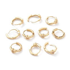 Brass Micro Pave Clear Cubic Zirconia Huggie Hoop Earrings&nbsp;EJEW-H109-06G