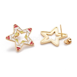 Brass Enamel Stud Earrings&nbsp;EJEW-F264-01-G