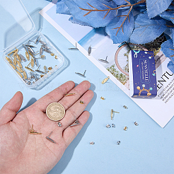40Pcs 2 Colors 201 Stainless Steel Oval Stud Earring Findings&nbsp;STAS-SC0021-23