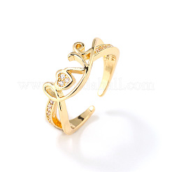 Brass Micro Pave Clear Cubic Zirconia Cuff Rings for Women&nbsp;MW8847-1