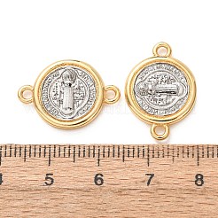 Religion Two Tone Brass Saint Benedict Medal Links Connector Charms&nbsp;KK-B197-02G