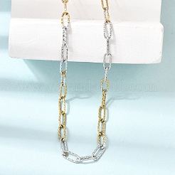 4MM Two Tone 304 Stainless Steel Textured Paperclip Chain Necklaces for Man and Women&nbsp;SA-CBAB767-09GP