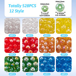 528Pcs 12 Style Electroplate Transparent Glass Beads&nbsp;GLAA-TA0002-31