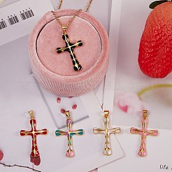 5Pcs 5 Colors Brass Enamel Pendants&nbsp;KK-SZ0004-07