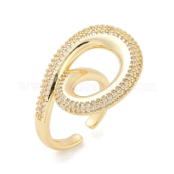 Brass Micro Pave Clear Cubic Zirconia Cuff Rings for Women Men&nbsp;RJEW-Z080-04G