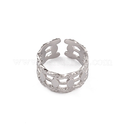 Non-Tarnish 304 Stainless Steel Horse Eye Open Cuff Ring for Women&nbsp;RJEW-G285-02P