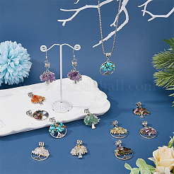 28Pcs 14 Styles Mixed Gemstone Chip European Dangle Charms&nbsp;PALLOY-AB00058